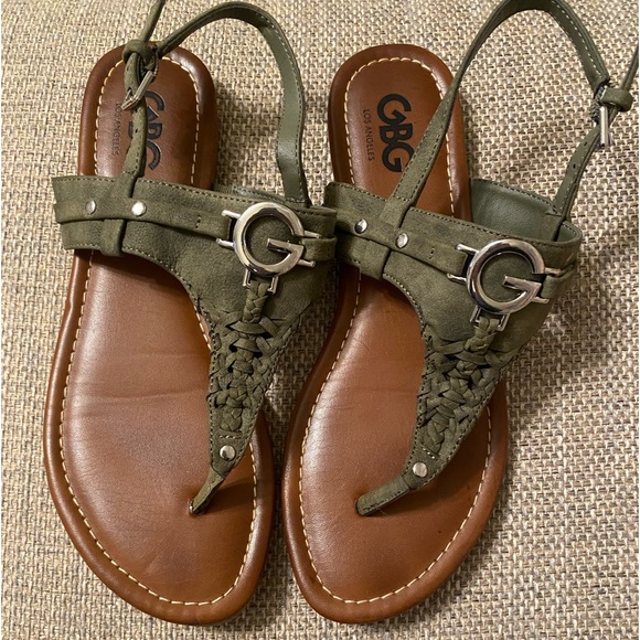 GBG Los Angeles Shoes - Excellent condition, worn once. GBG Los Angeles Sandals olive green